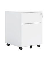 Slickblue 2-Drawer Mobile File Cabinet with Lock for Secure Steel Office Storage Solutions