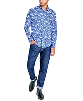 Society of Threads Men's Regular-Fit Non-Iron Performance Stretch Floral Button-Down Shirt