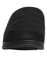 Weatherproof Men's Microsuede Puffer Clog with Tipped Shearling Faux Fur Lining Indoor-Outdoor Sole Slipper