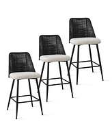 Maison Boucle 27 Inch Rattan Boucle Counter Stool Set Of 3-Maison Boucle