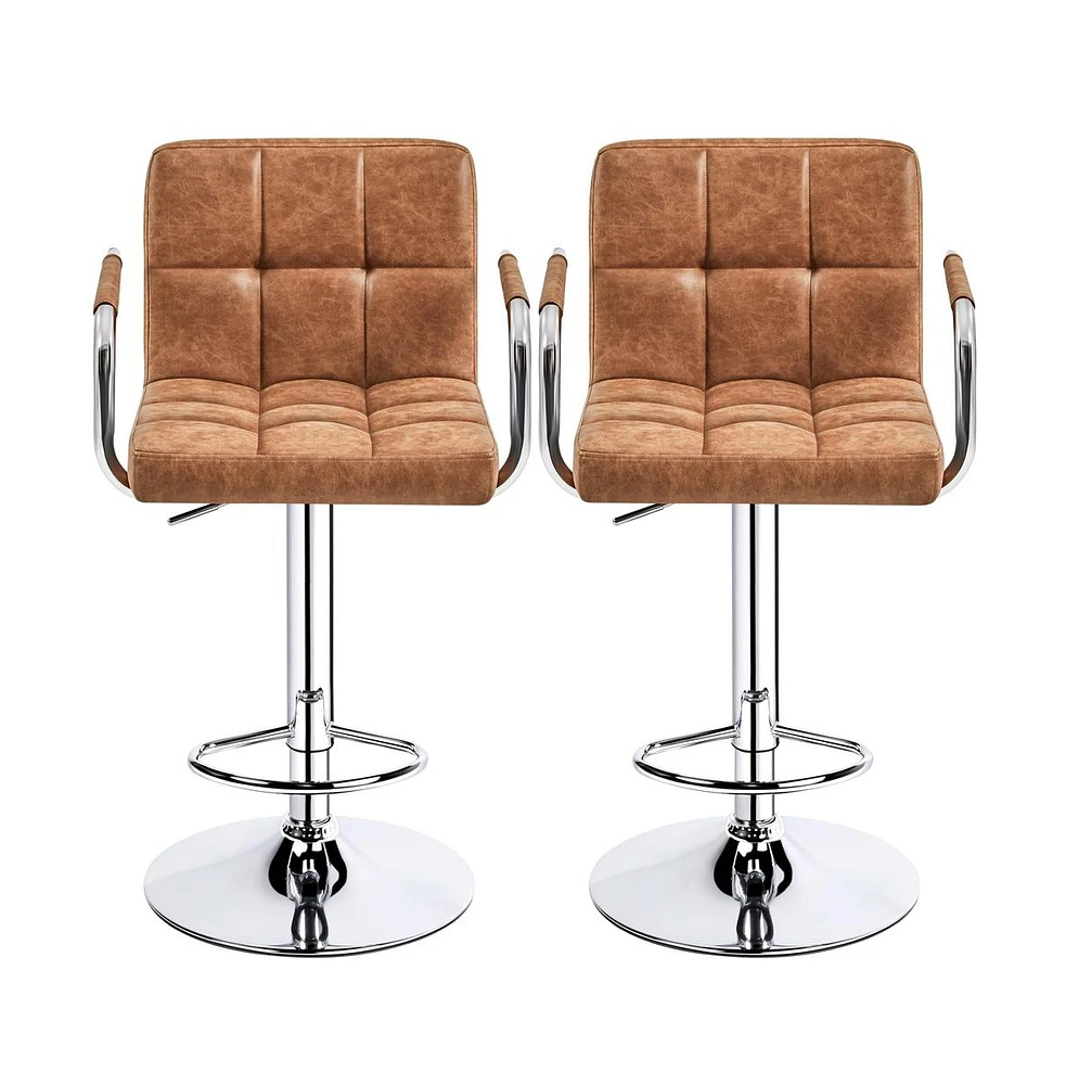 Yaheetech 2PCS Pu Leather Swivel Stools Adjustable Kitchen Chairs