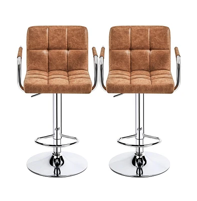 Yaheetech 2PCS Pu Leather Swivel Stools Adjustable Kitchen Chairs