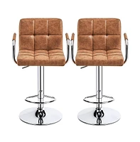 Yaheetech 2PCS Pu Leather Swivel Stools Adjustable Kitchen Chairs