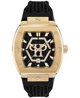 Philipp Plein Men's Hexagon Phantom Black Silicone Strap Watch 44x56mm