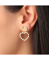 Hello Kitty Sanrio Heart Dangle Stud Earrings