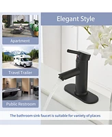 Greenspring Black Bathroom Faucet Farmhouse Single Handle Lavatory Basin Vanity Sink Faucet with Supply Line Lead-Free