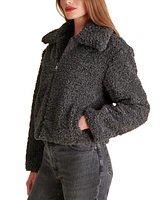 Steve Madden Women's Pippin Curly-Fleece Zippered Jacket