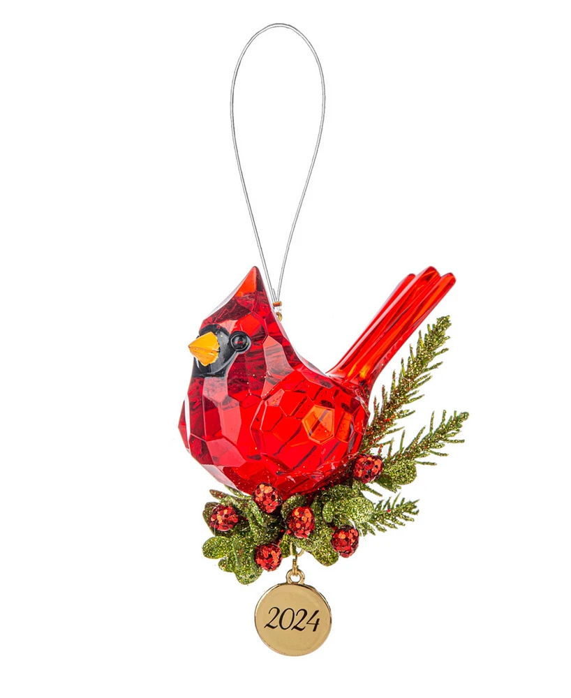 Ganz Kissing Krystals 2023 Limited Edition Cardinal Ornament, 4.5" - Red, Green, Gold