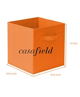 Casafield Set of 6 Fabric Storage Cube Bins, Orange - 11" Collapsible Foldable Cloth Baskets for Shelves and Cubby Organizers