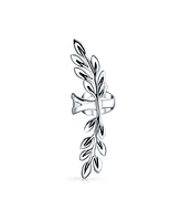 Bling Jewelry Boho Laurel Leaf Climber and Crawler Cartilage Ear Cuffs Clip Wrap Helix Non Pierced Earrings Western Jewelry For Women .925 Sterling Si