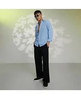 Campus Sutra Men's Baby Blue Stripe-Creased Shirt