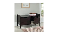 Kings Brand Furniture Huber Wood Storage Bench with Doors - 2-Door Shoe Bench, Espresso