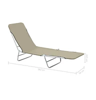 vidaXL Folding Sun Loungers 2 pcs Steel and Fabric Taupe