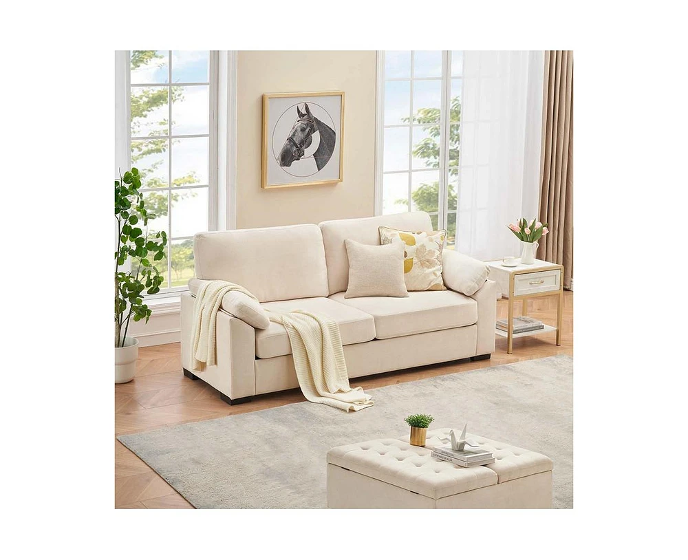 gaomon 80 Inch Sofa, Chenille Sofa, Comfy Couch Sofa, 3 Seater Couch with 2 Removable Pillow