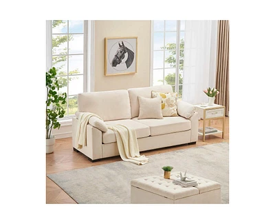 gaomon 80 Inch Sofa, Chenille Sofa, Comfy Couch Sofa, 3 Seater Couch with 2 Removable Pillow