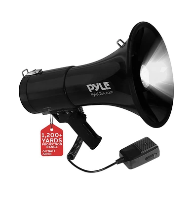 Pyle Megaphone Speaker with Led Lights, Rechargeable Battery, and Siren Alarm