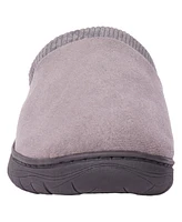 Weatherproof Men's Microsuede Clog with Corduroy Collar Fleece Plaid Liner and Indoor-Outdoor Sole Slipper