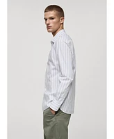 Mango Men's Striped Cotton Shirt