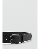 Mango Men's Square Buckle Leather Belt