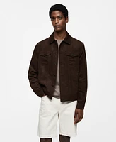 Mango Men's Pockets Detail Suede-Effect Jacket