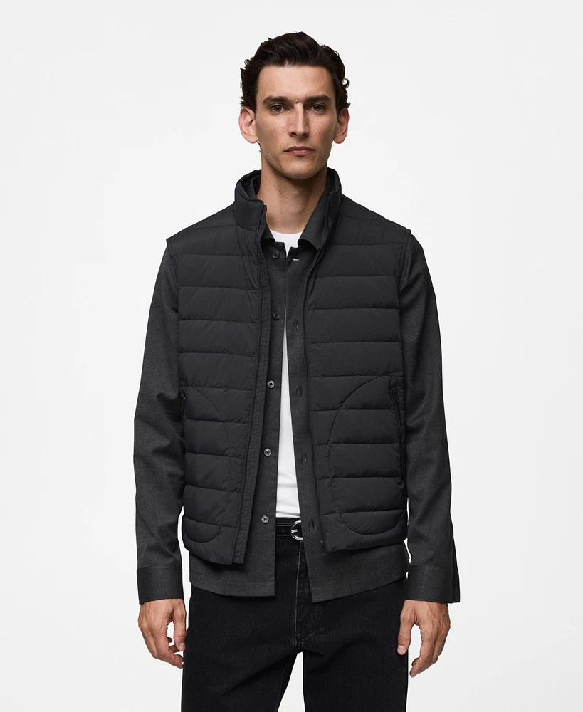 Mango Men's Water-Repellent Quilted Vest