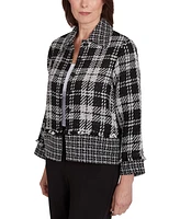 Alfred Dunner Petite Runway Ready Spliced Plaid Boucle Jacket