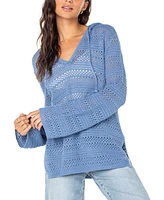 Roxy Juniors' Hippie Love Crochet Wide-Sleeve Hooded Sweater