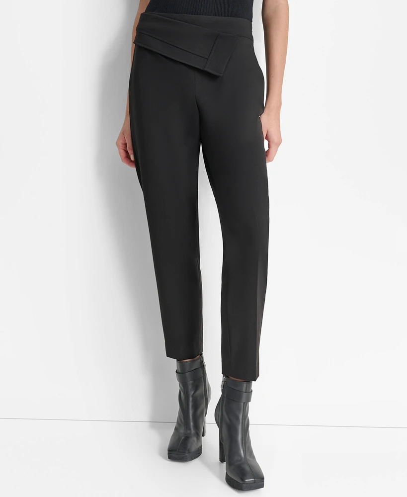 Dkny Women's Pyrn Foldover-Waist Ankle Pants