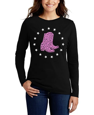 La Pop Art Women's Cowgirl Boots Word Long Sleeve T-Shirt