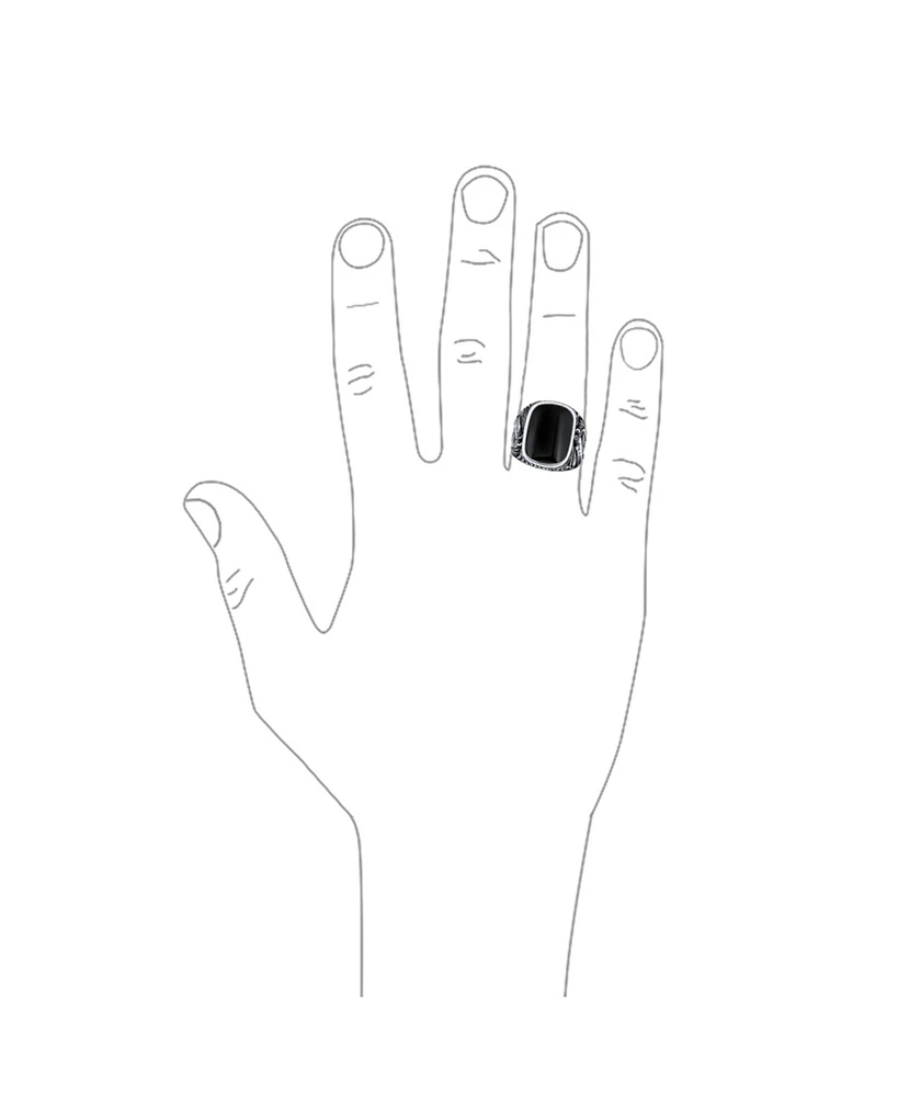 Bling Jewelry Natural Black Onyx Equestrian Stallion Horse Ring Sterling Silver