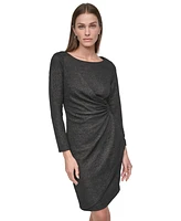 Dkny Women's Glitter-Knit Faux-Wrap Sheath Dress