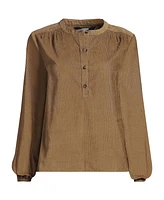 Lands' End Women's Pinwale Cord Smocked Popover Shirt