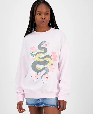 Grayson Threads, The Label Juniors' Lunar New Year Snake Floral Print Sweatshirt