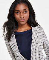 Liverpool Los Angeles Women's Check Fitted Notch-Collar Blazer