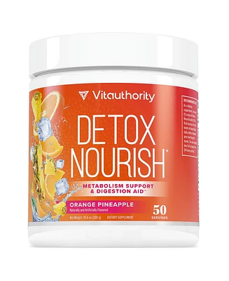 Vitauthority Detox Nourish Powder, Metabolism Support & Anti-Bloat Digestive Aid, Orange Pineapple, Vitauthority, 300gm