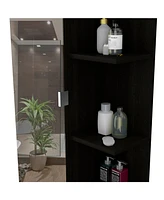 Depot E-shop Venus Mirror Linen Single Door Cabinet, Five External Shelves