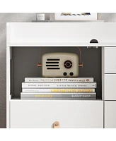 Homsee White 5-Drawer Wooden Stylish Kids Low Dresser
