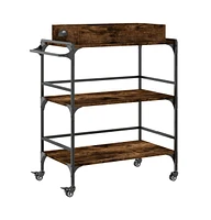 vidaXL Kitchen Trolley Smoked Oak 32.1"x16.1"x36.4" Engineered Wood