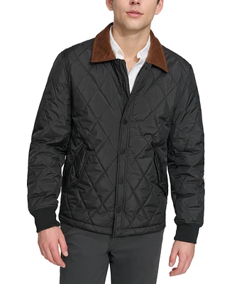 Dockers Men's Diamond-Quilted Jacket with Corduroy Collar