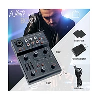 Pyle Compact Bluetooth Dj Mixer Interface with Usb Audio and Phantom Power