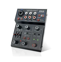 Pyle Compact Bluetooth Dj Mixer Interface with Usb Audio and Phantom Power