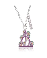 Harry Potter Deathly Hallows Pendant Necklace with Enamel Floral Jewelry Design