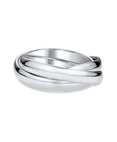 Bling Jewelry Simple Dome .925 Sterling Silver Trio Rolling Russian Band Ring