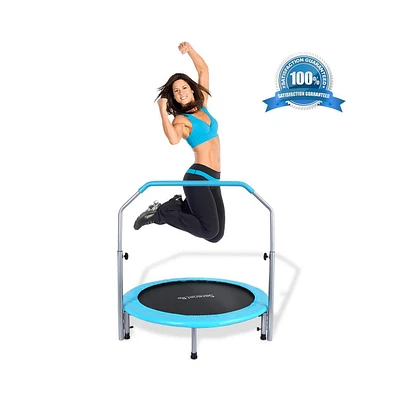 SereneLife Jumping Fitness Fun Sports Trampoline With Adjustable Handrail