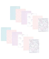 Hudson Baby Infant Girl Flannel Burp Cloth 12pk, Dreamy Unicorn, One Size