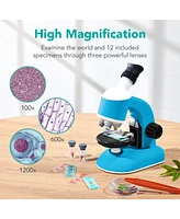 Best Choice Products Kids 30-Piece Microscope Stem Set w/ Carrying Case, Up To 1200x Zoom