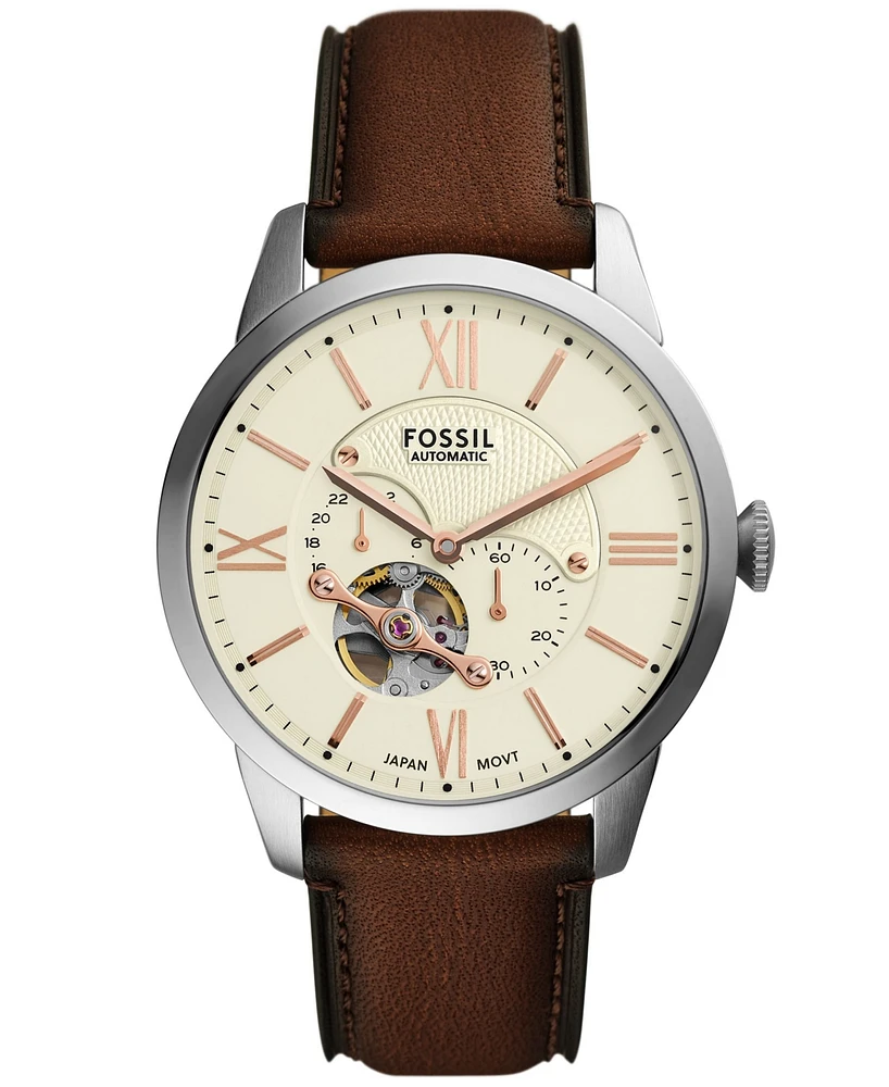 Fossil Men's Townsman Automatic Brown Leather Watch, 44mm