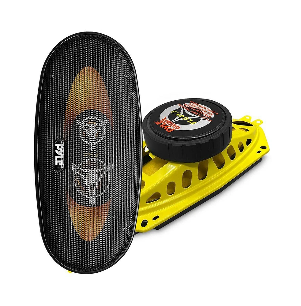 Pyle 4'' x 10'' Three-Way Car Speakers, 300 Watt