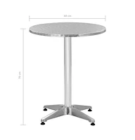 vidaXL Patio Table Silver 23.6"x27.6" Aluminum