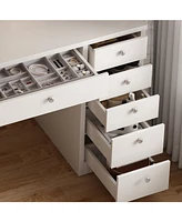 Slickblue Vanity Desk with Led Lighted Mirror for Stylish Makeup and Grooming